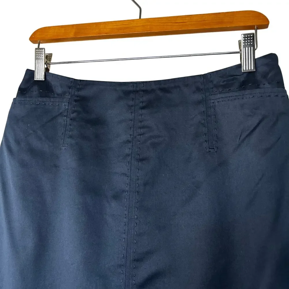 Chado Ralph Rucci‎ Skirt Size 8 Vintage Navy Straight Pencil Y2K 90s Made in USA